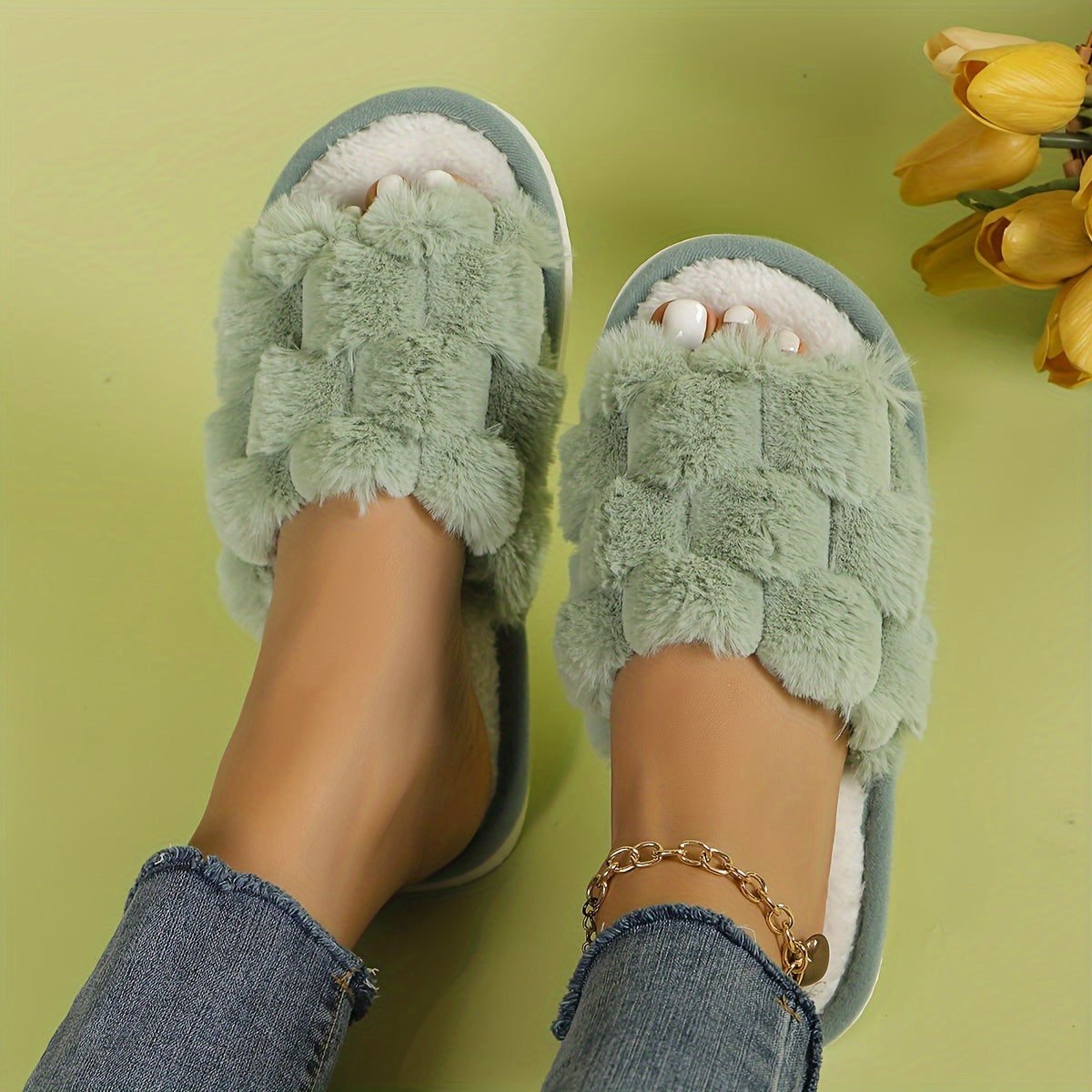 Léonie™ | Chaussons en laine à carreaux