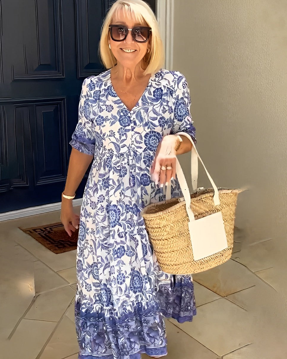 Keisha | Robe à fleurs avec encolure en V élégante