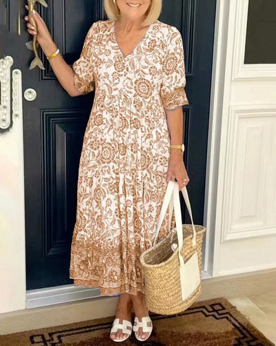 Keisha | Robe à fleurs avec encolure en V élégante