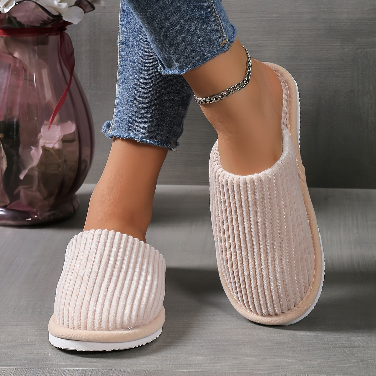 Nora™ | Chaussons rayés en laine