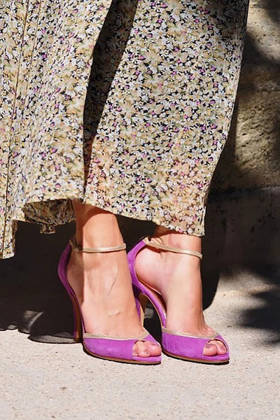 Color Contrast Edge T-Shaped Ankle Strap Peep Toe Stiletto Heels