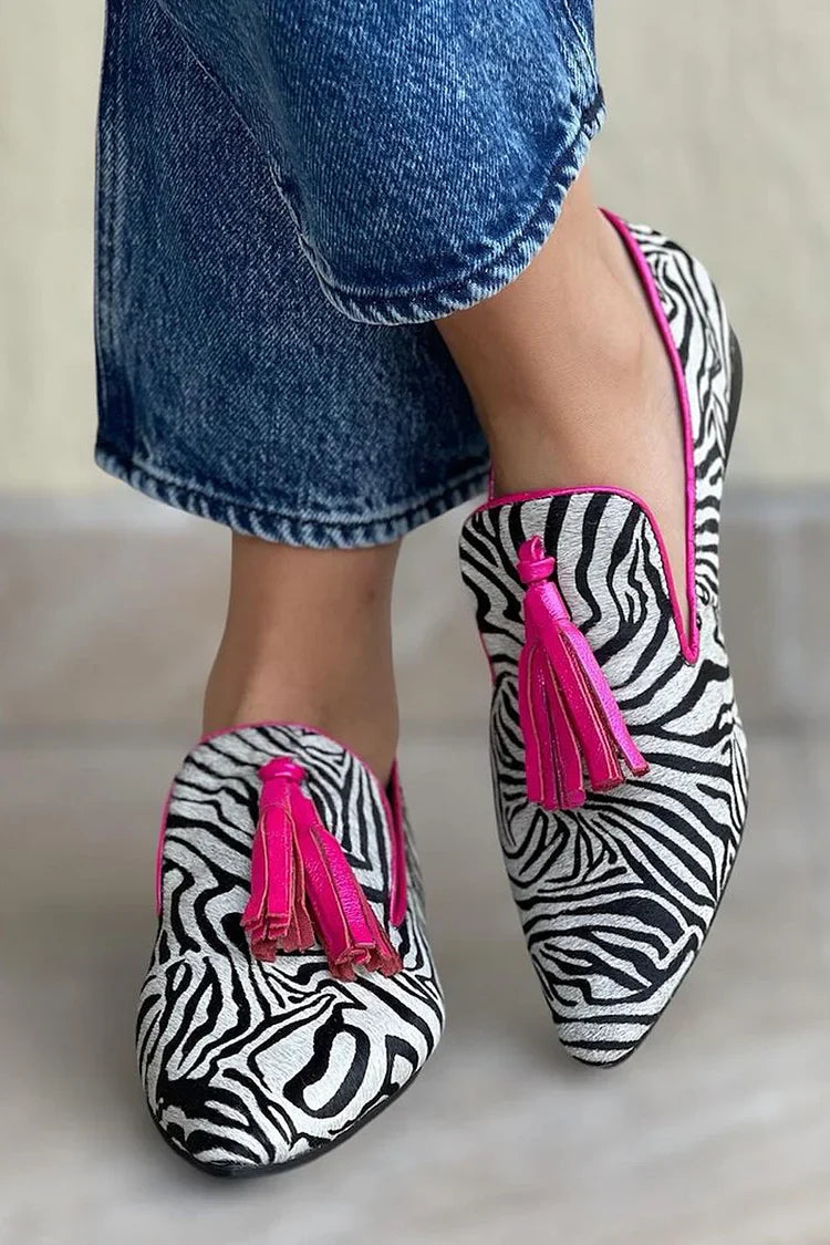 Lilian™ | Mocassion Zèbre Rose