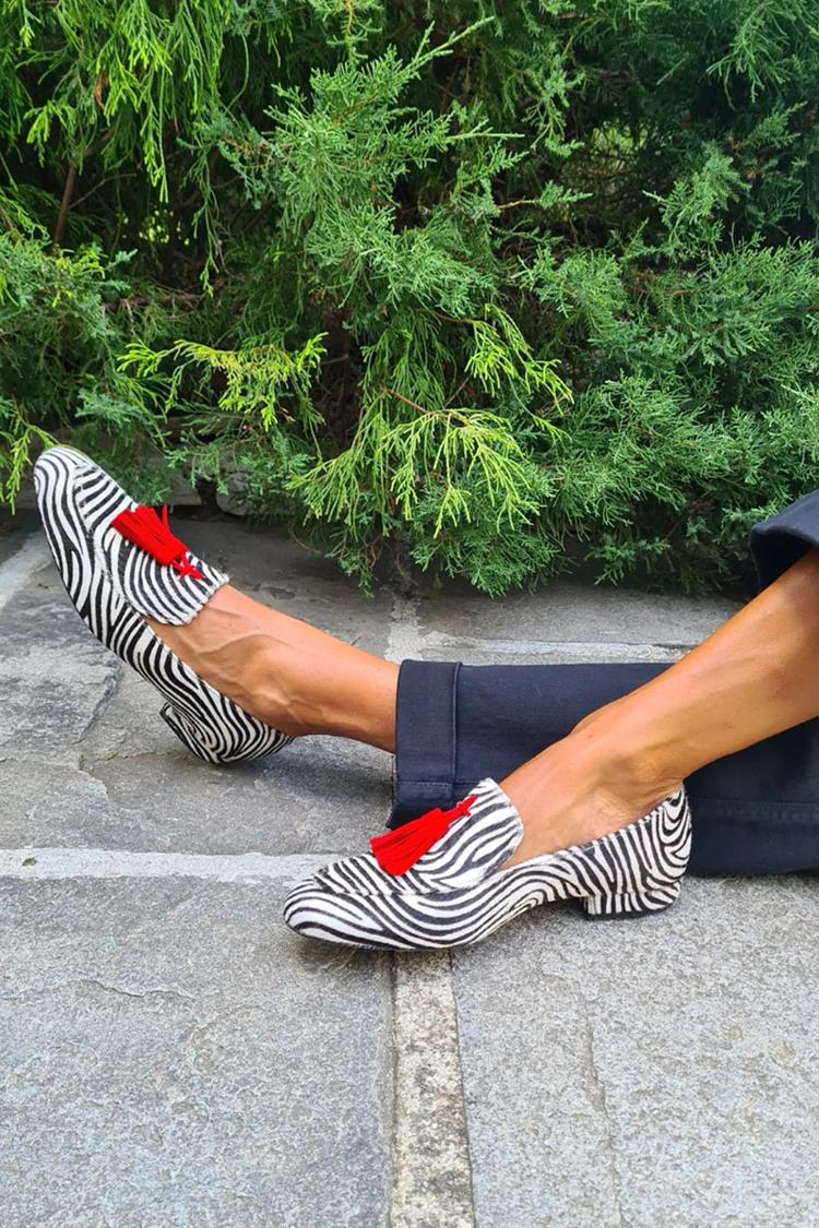 Hélene™ | Mocassion Zèbre Rouge