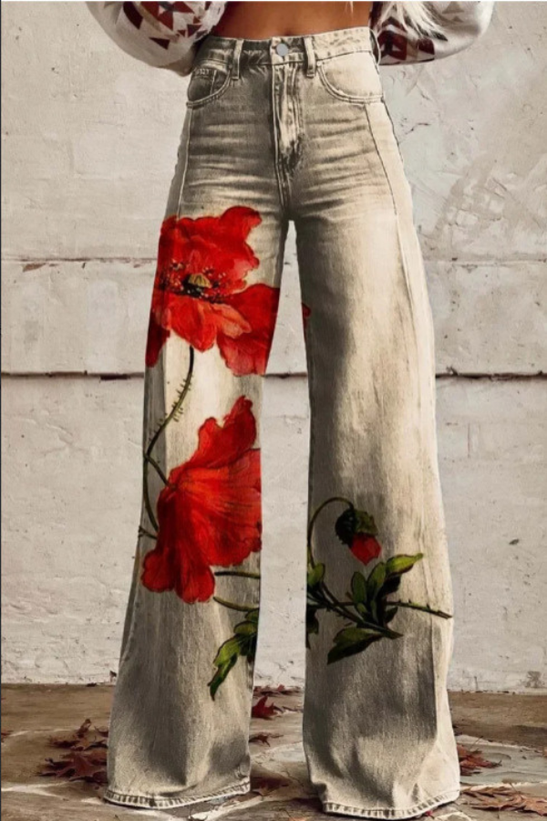 Adèle™ | Pantalon Large Roses