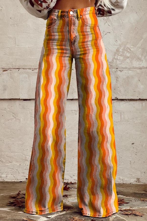 Claire™ | Pantalon Palazzo Rayé