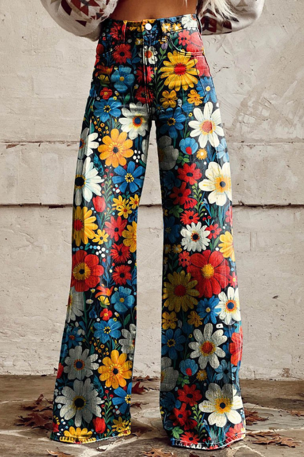 Inés™ | Pantalon Large Fleurs