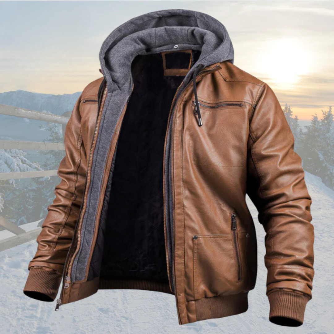 Dani™ | Manteau chic en cuir avec capuche