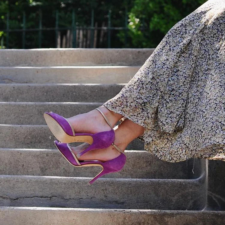 Color Contrast Edge T-Shaped Ankle Strap Peep Toe Stiletto Heels