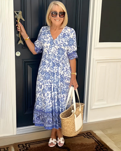 Keisha | Robe à fleurs avec encolure en V élégante