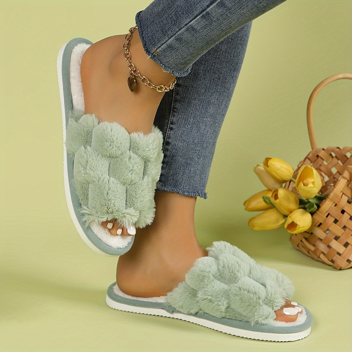 Léonie™ | Chaussons en laine à carreaux