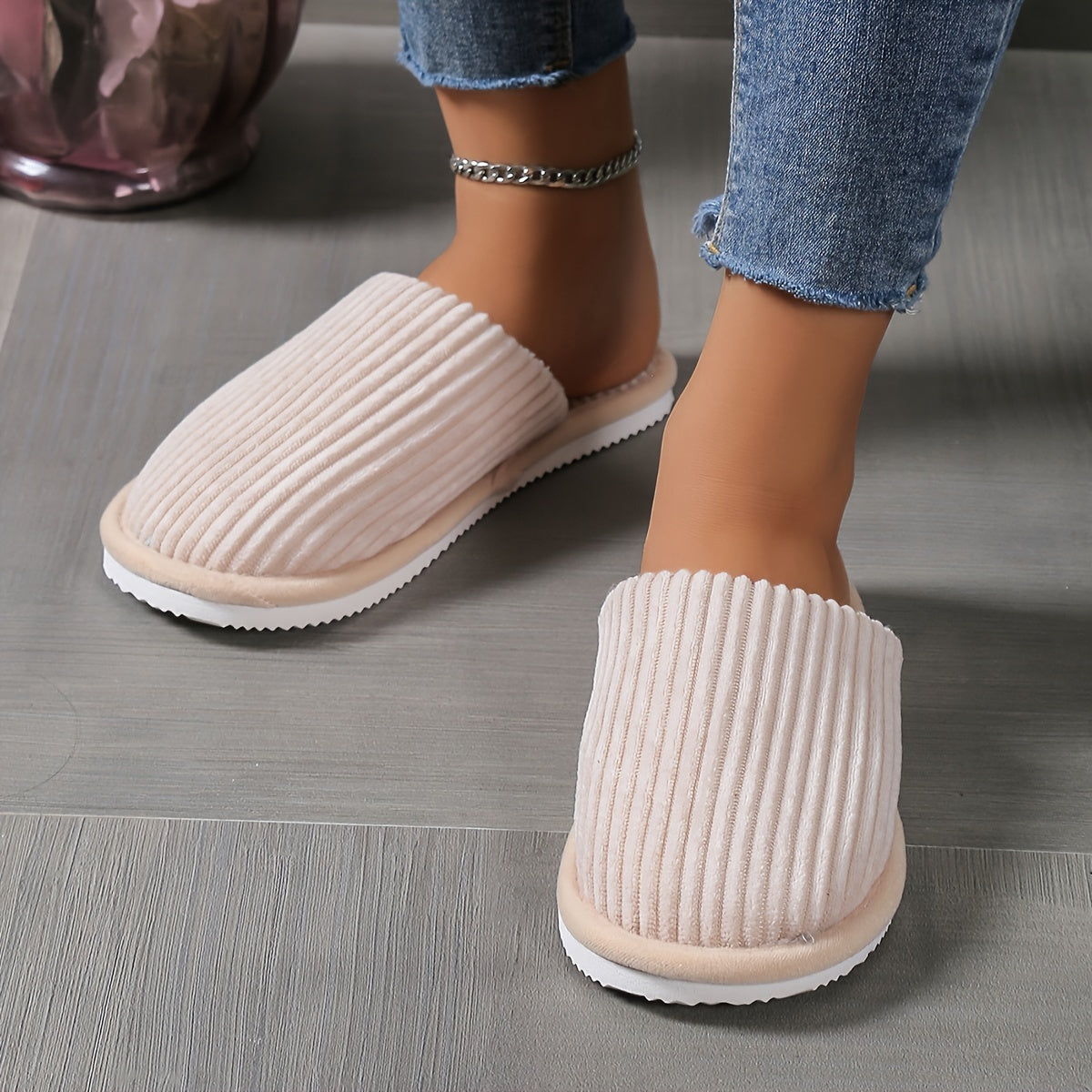 Nora™ | Chaussons rayés en laine