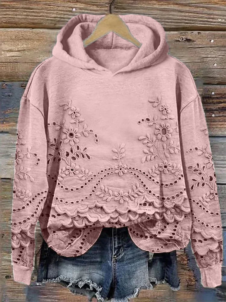 Camille™ | Sweat à Capuche Brodé Rose
