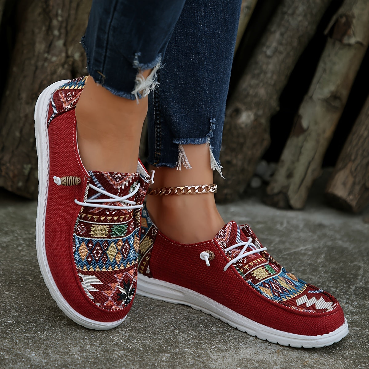 Nathalie™ | Mocassins à Motifs Géométriques