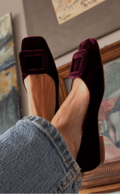 Agathe™ | Ballerines Velours Carrées