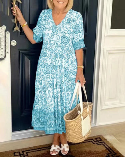 Keisha | Robe à fleurs avec encolure en V élégante
