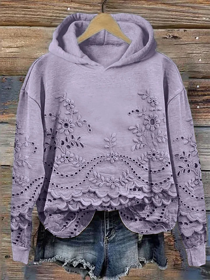 Camille™ | Sweat à Capuche Brodé Violet