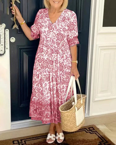 Keisha | Robe à fleurs avec encolure en V élégante