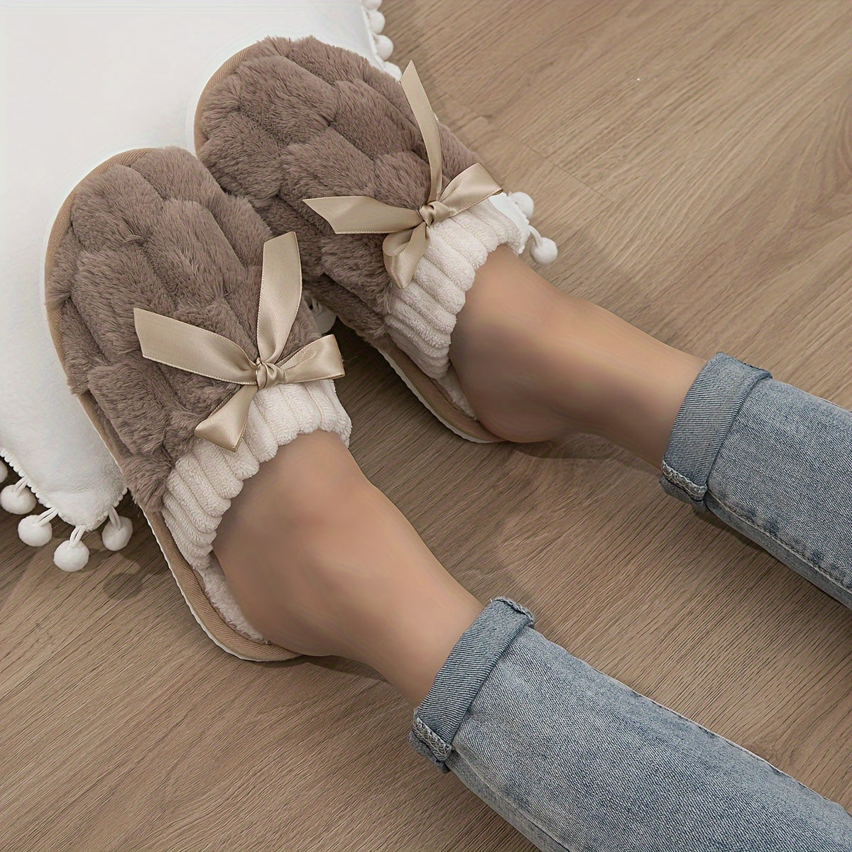 Lilou™ | Chaussons en laine avec nœud