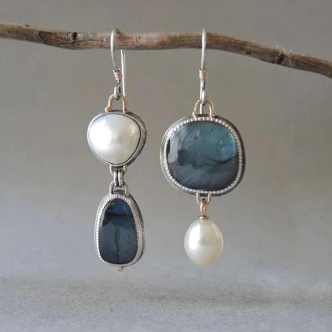 Selene™ | Boucles Pierre Bleue & Perle