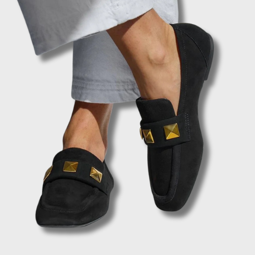 Lia™ | Mocassin Noir à Bout Rond