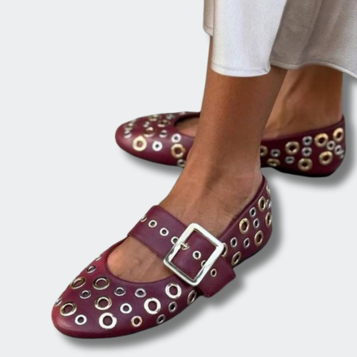 Juliette™ | Ballerines Cloutées Bordeaux