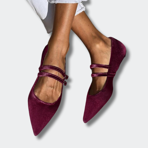 Constance™ | Ballerines Velours Bordeaux