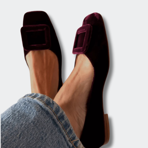 Agathe™ | Ballerines Velours Carrées