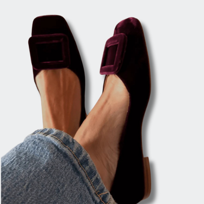 Agathe™ | Ballerines Velours Carrées