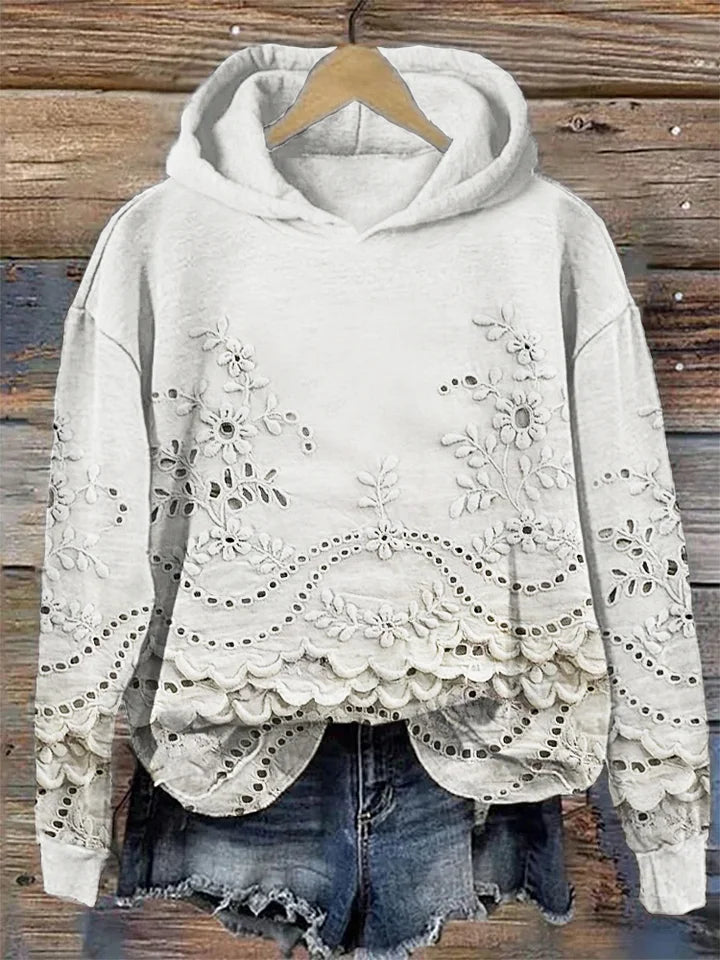 Camille™ | Sweat à Capuche Brodé Blanc