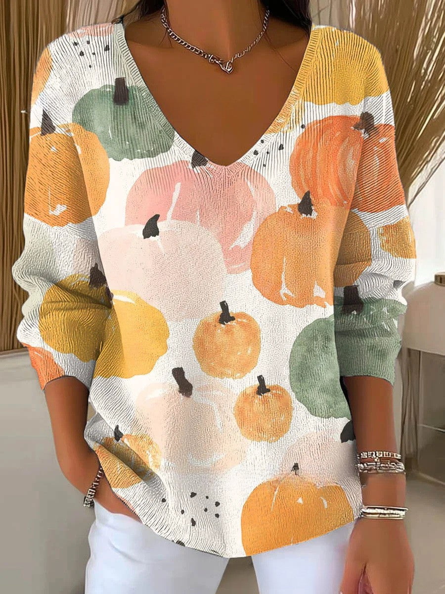 Cécile™ | Pull avec motifs citrouilles