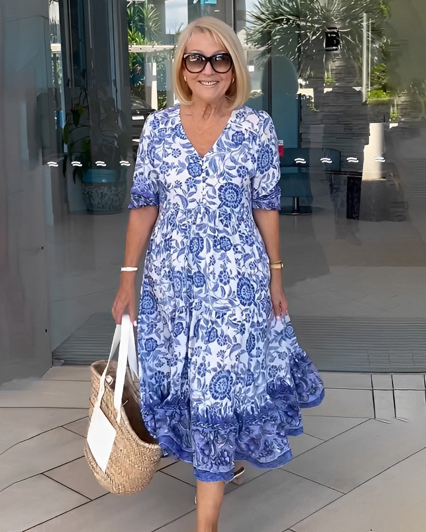 Keisha | Robe à fleurs avec encolure en V élégante