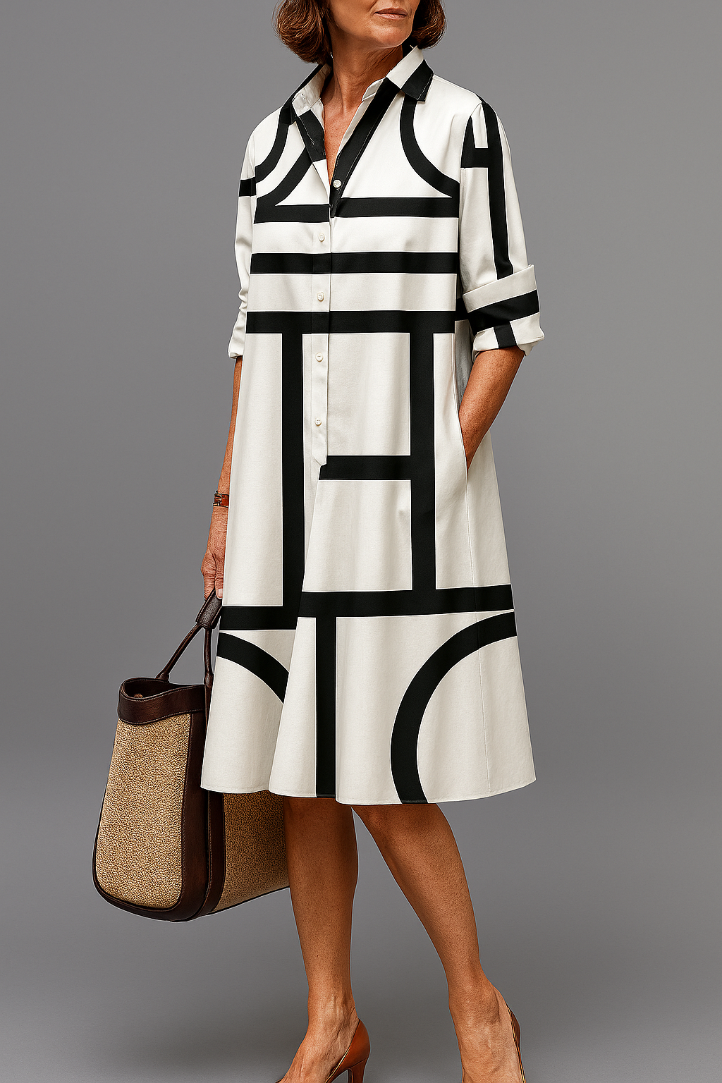 Brigitte™ | Robe Midi Géométrique