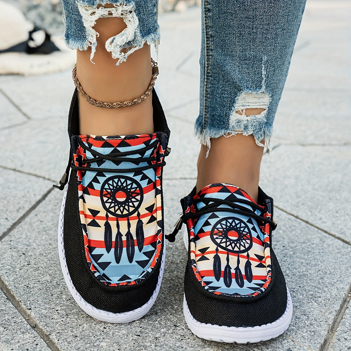 Ophélie™ | Mocassins à Imprimés Ethniques