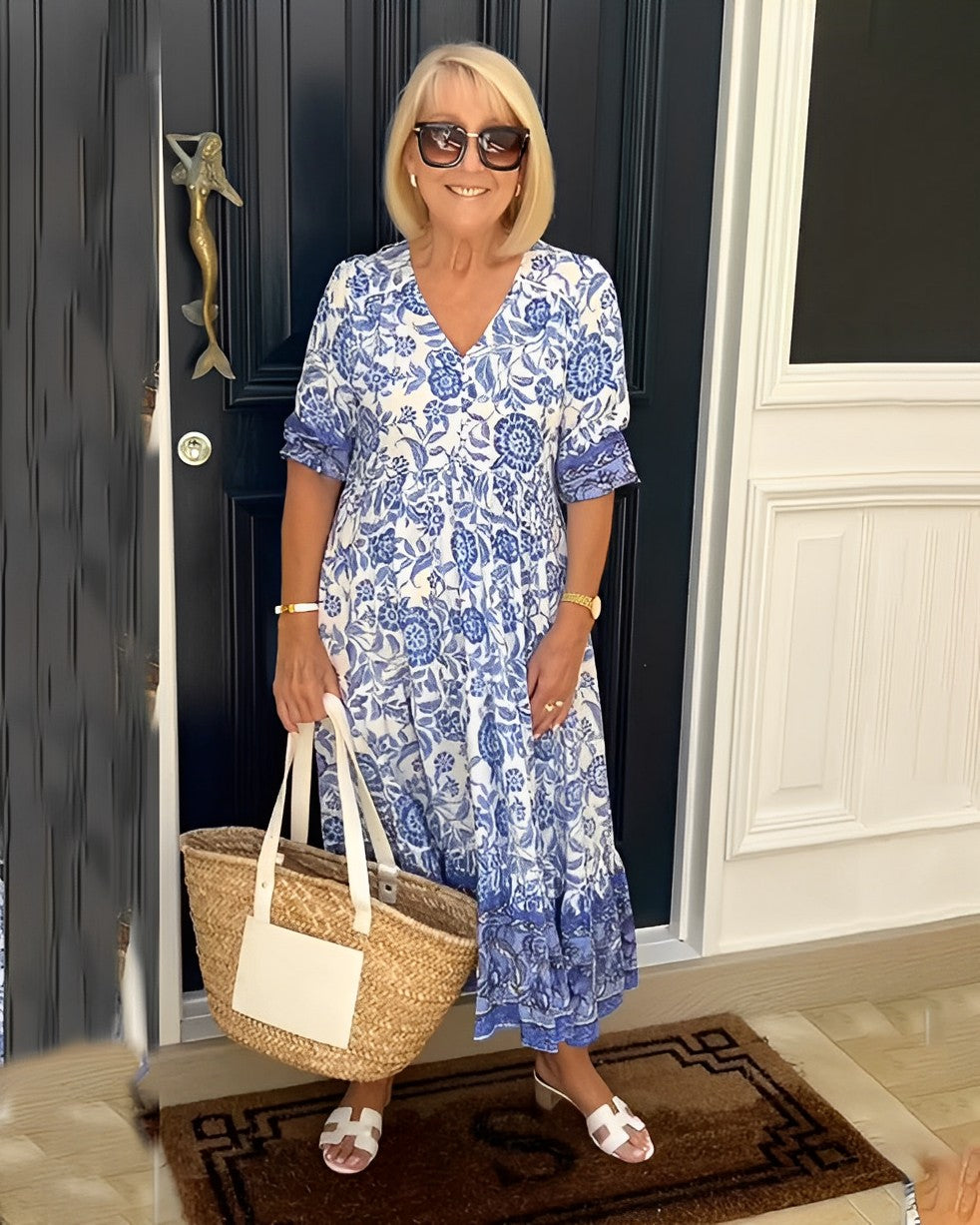 Keisha | Robe à fleurs avec encolure en V élégante